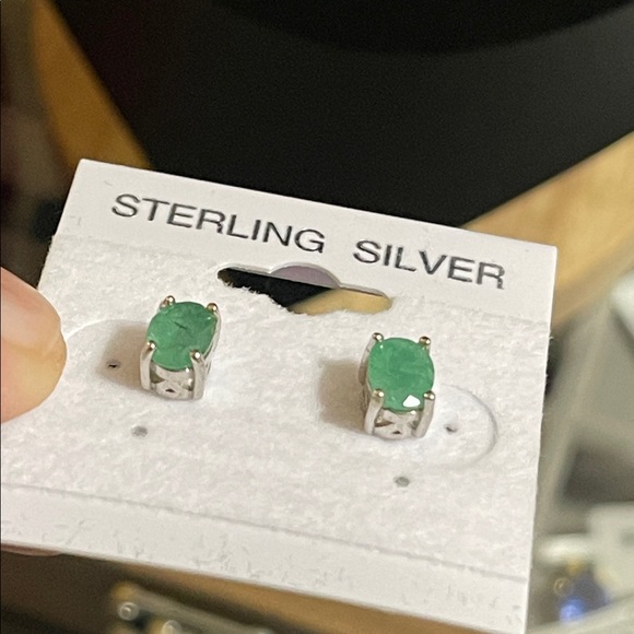 NWT Jewelry Set Natural Emerald Ring S6, Earring, Pendant 925 Silver - Picture 6 of 14